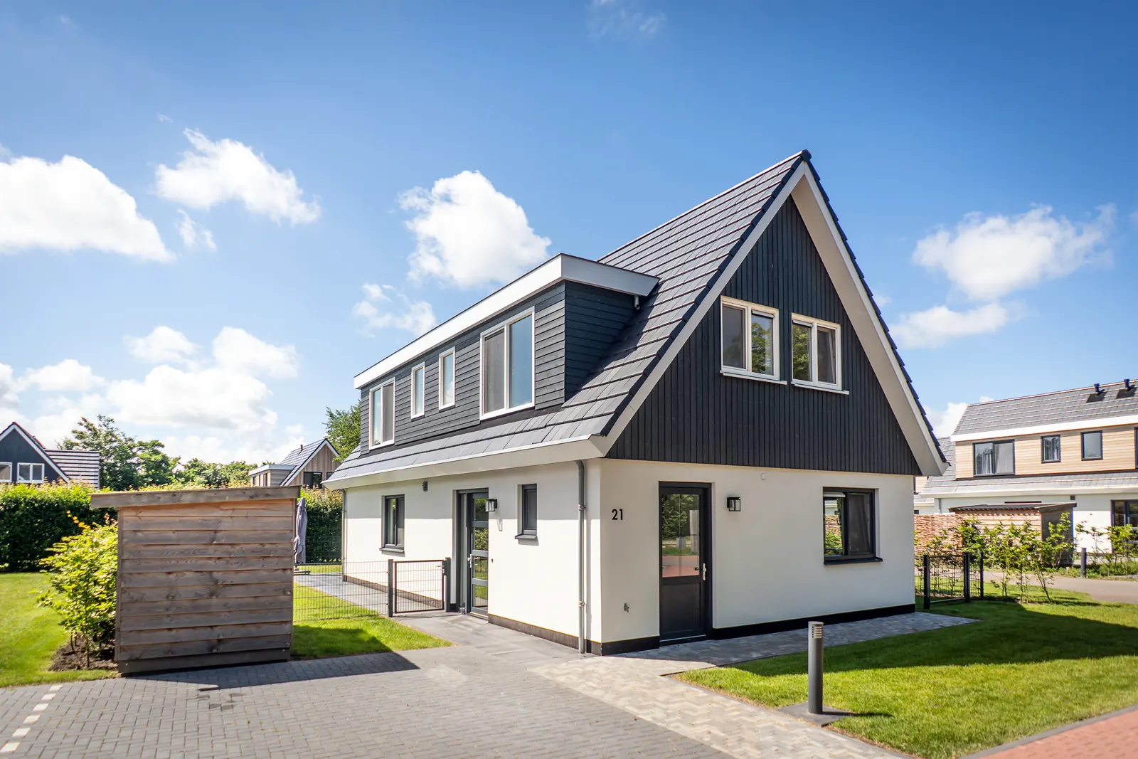 Vooraanzicht van Villa 21 op Texel